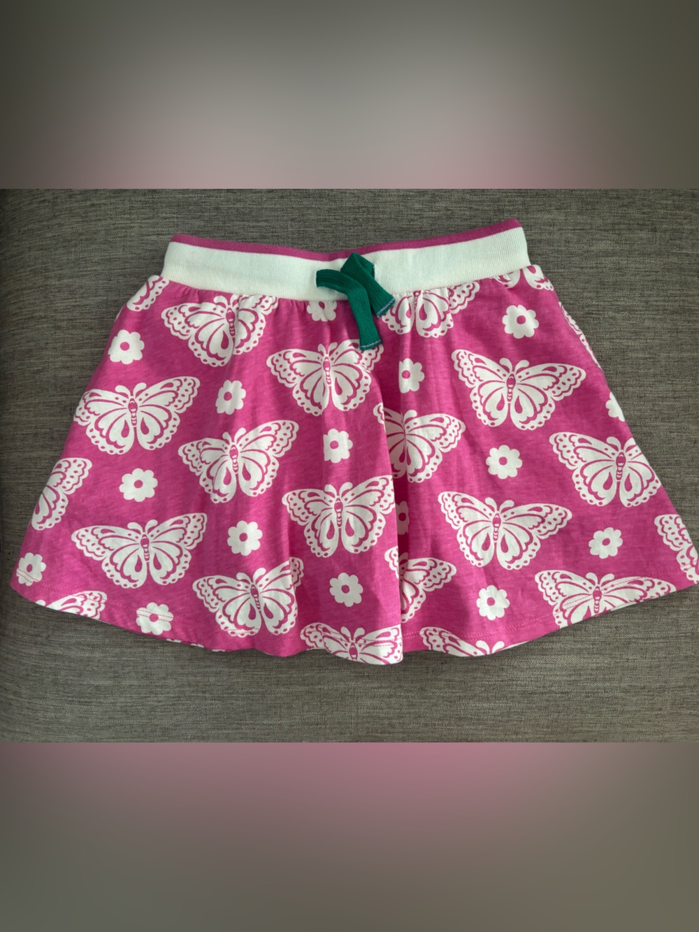 Mini Boden Pink and Green Girls' Skirt with Bow Trim